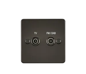 Knightsbridge FP0160GM Flat Plate Screened Diplex Outlet (TV & FM DAB) - Gunmetal