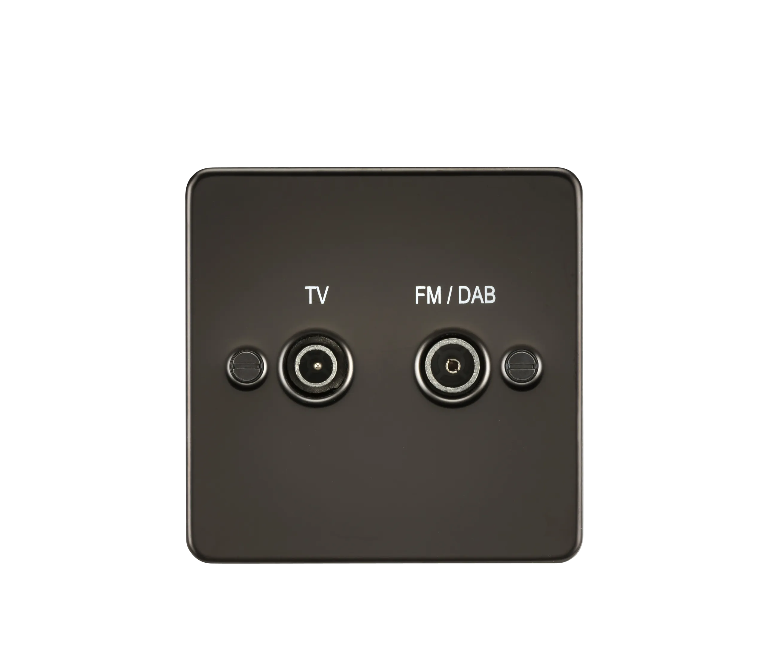 Knightsbridge FP0160GM Flat Plate Screened Diplex Outlet (TV & FM DAB) - Gunmetal