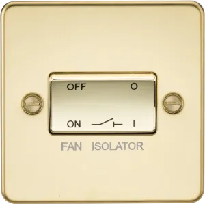 Knightsbridge FP1100PB Flat Plate 10AX 3 Pole Fan Isolator Switch - Polished Brass