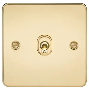 Knightsbridge FP12TOGPB Flat Plate 10AX 1G Intermediate Toggle Switch - Polished Brass
