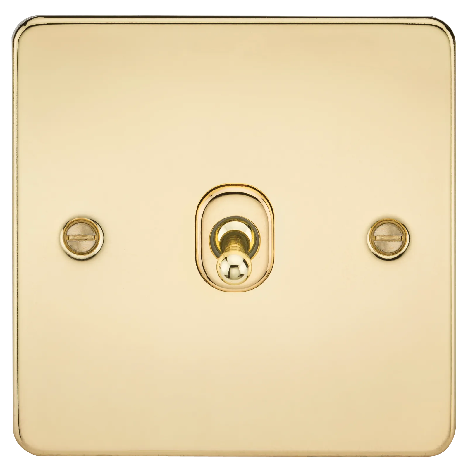 Knightsbridge FP12TOGPB Flat Plate 10AX 1G Intermediate Toggle Switch - Polished Brass