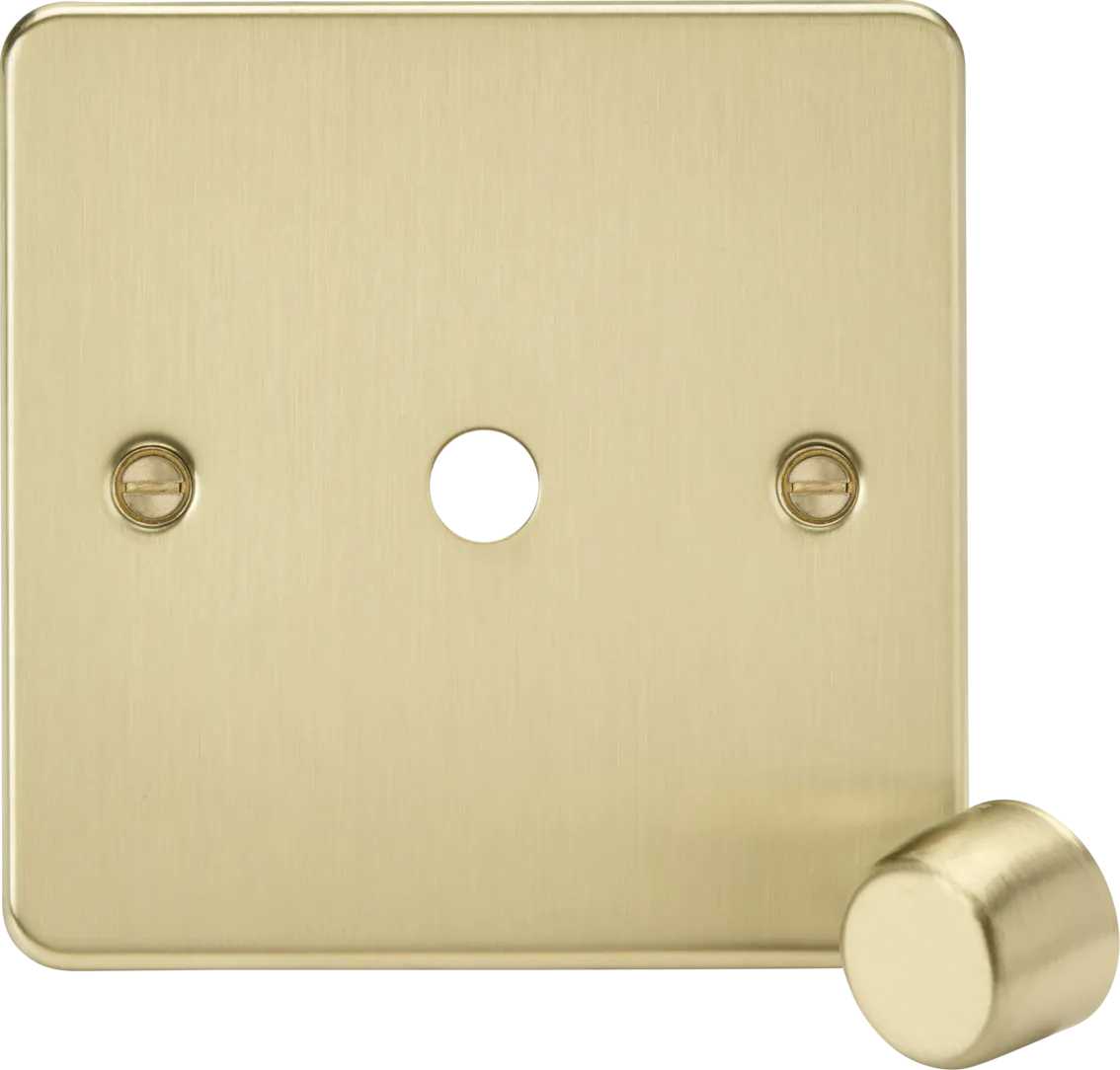 Knightsbridge FP1DIMBB Flat Plate 1G Dimmer Plate with Matching Metal Dimmer Cap - Brushed Brass