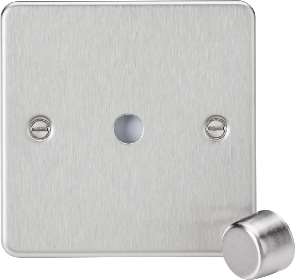 Knightsbridge FP1DIMBC Flat Plate 1G Dimmer Plate with Matching Metal Dimmer Cap - Brushed Chrome