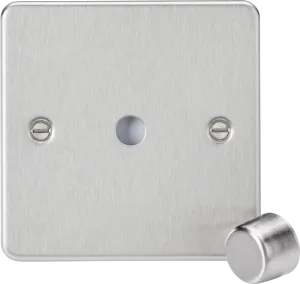 Knightsbridge FP1DIMBC Flat Plate 1G Dimmer Plate with Matching Metal Dimmer Cap - Brushed Chrome