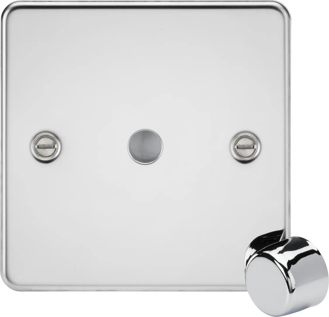Knightsbridge FP1DIMPC Flat Plate 1G Dimmer Plate with Matching Metal Dimmer Cap - Polished Chrome