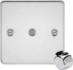 Knightsbridge FP1DIMPC Flat Plate 1G Dimmer Plate with Matching Metal Dimmer Cap - Polished Chrome