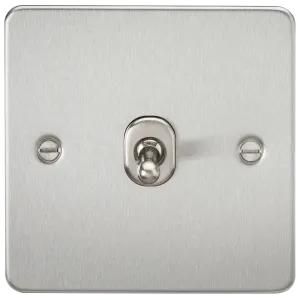 Knightsbridge FP1TOGBC Flat Plate 10AX 1G 2 Way Toggle Switch - Brushed Chrome