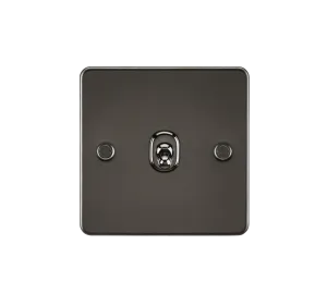 Knightsbridge FP1TOGGM Flat Plate 10AX 1G 2 Way Toggle Switch - Gunmetal