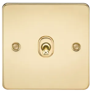 Knightsbridge FP1TOGPB Flat Plate 10AX 1G 2 Way Toggle Switch - Polished Brass