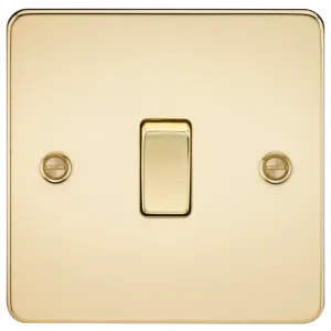 Knightsbridge FP2000PB Flat Plate 10AX 1G 2 Way Switch - Polished Brass