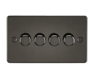Knightsbridge FP2164GM Flat Plate 4G 2 Way Dimmer 60-400W - Gunmetal