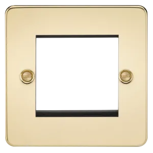Knightsbridge FP2GPB Flat Plate 2G Modular Faceplate - Polished Brass