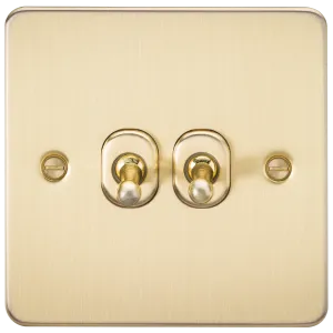 Knightsbridge FP2TOGBB Flat Plate 10AX 2G 2-Way Toggle Switch - Brushed Brass