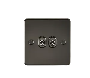 Knightsbridge FP2TOGGM Flat Plate 10AX 2G 2-Way Toggle Switch - Gunmetal