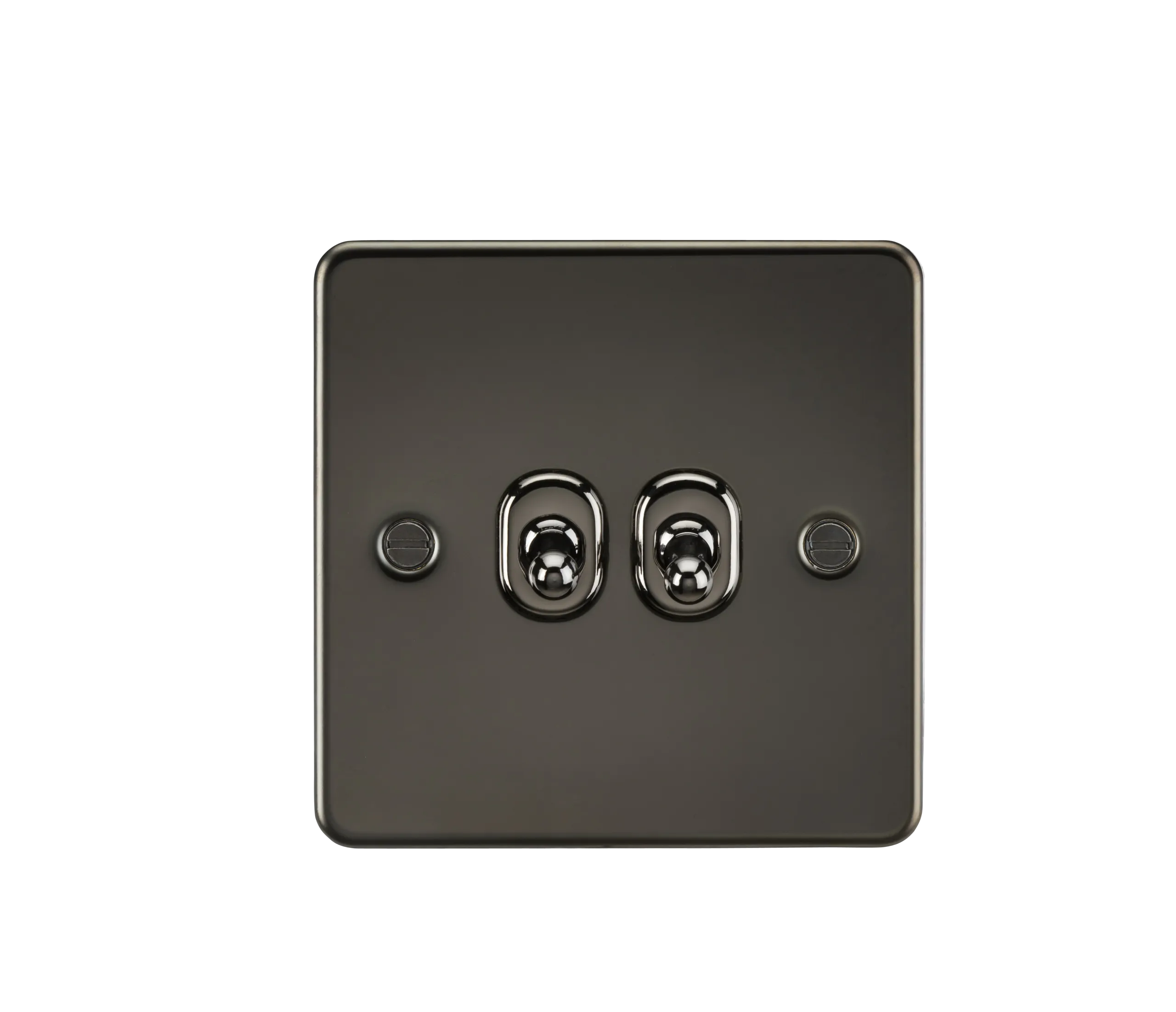 Knightsbridge FP2TOGGM Flat Plate 10AX 2G 2-Way Toggle Switch - Gunmetal