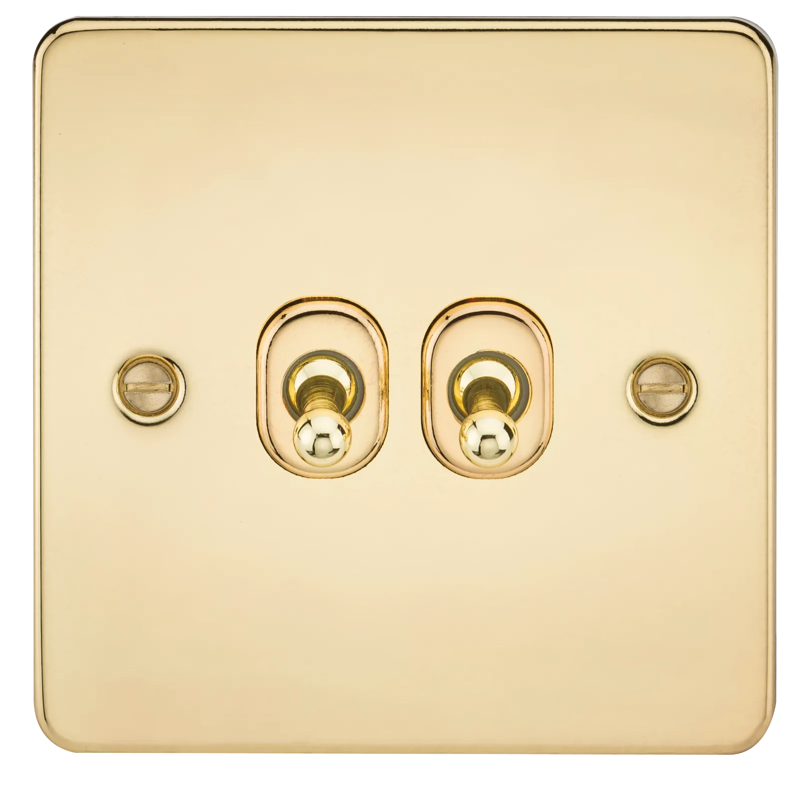 Knightsbridge FP2TOGPB Flat Plate 10AX 2G 2-Way Toggle Switch - Polished Brass
