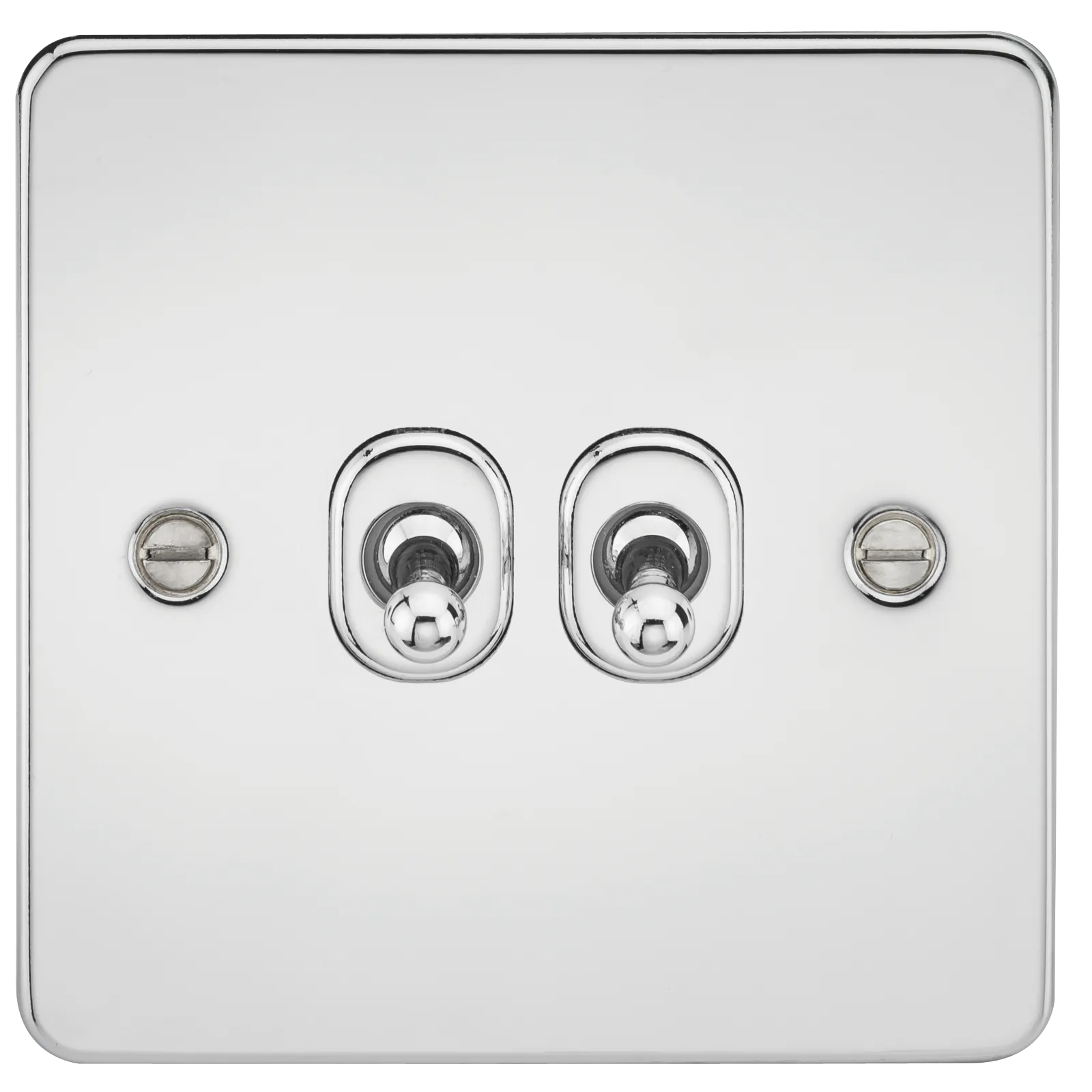 Knightsbridge FP2TOGPC Flat Plate 10AX 2G 2-Way Toggle Switch - Polished Chrome