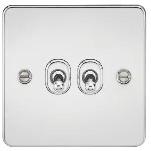 Knightsbridge FP2TOGPC Flat Plate 10AX 2G 2-Way Toggle Switch - Polished Chrome