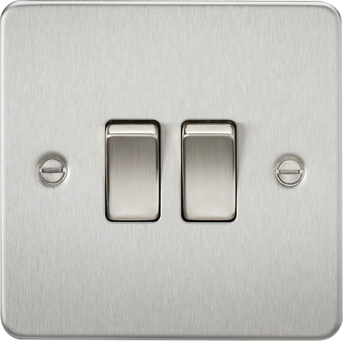 Knightsbridge FP3000BCx10 Flat Plate 10AX 2G 2-Way Switch - Brushed Chrome (10 Pack)