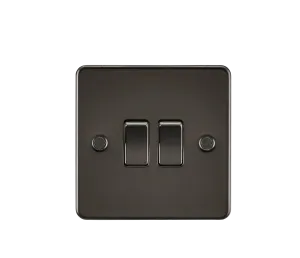 Knightsbridge FP3000GM Flat Plate 10AX 2G 2-Way Switch - Gunmetal