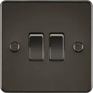 Knightsbridge FP3000GMx10 Flat Plate 10AX 2G 2-Way Switch - Gunmetal (10 Pack)