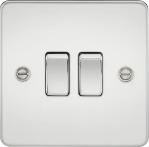 Knightsbridge FP3000PCx10 Flat Plate 10AX 2G 2-Way Switch - Polished Chrome (10 Pack)