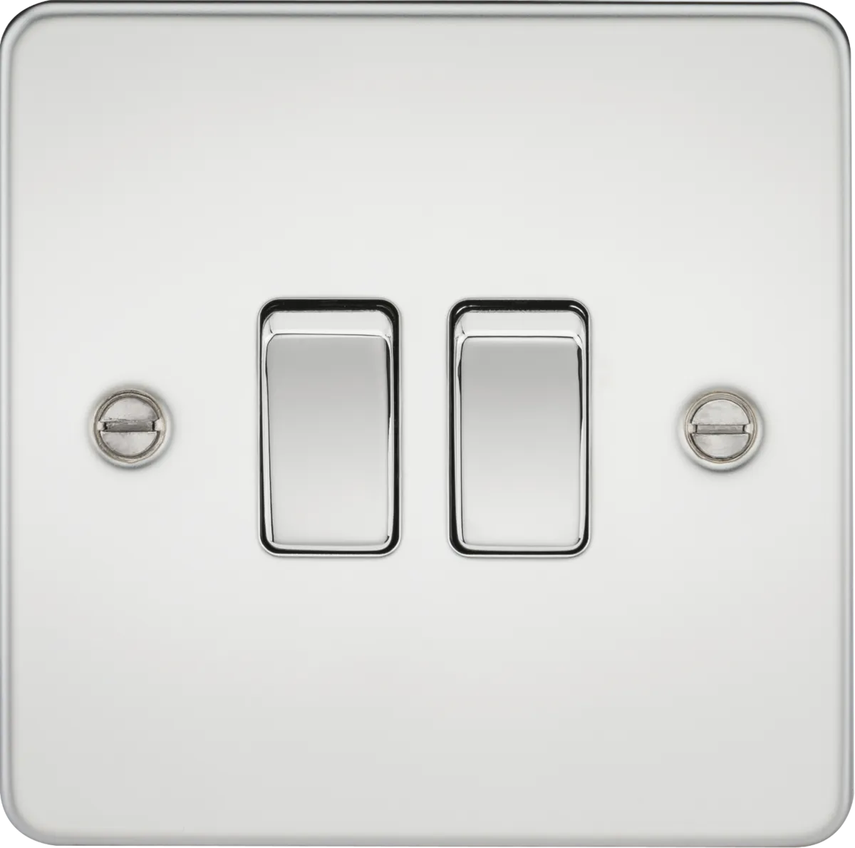 Knightsbridge FP3000PCx10 Flat Plate 10AX 2G 2-Way Switch - Polished Chrome (10 Pack)