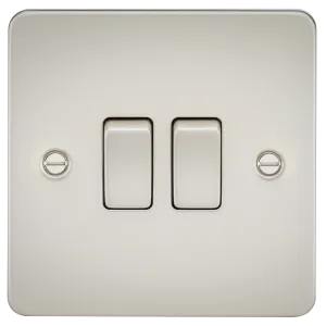 Knightsbridge FP3000PL Flat Plate 10AX 2G 2-Way Switch - Pearl