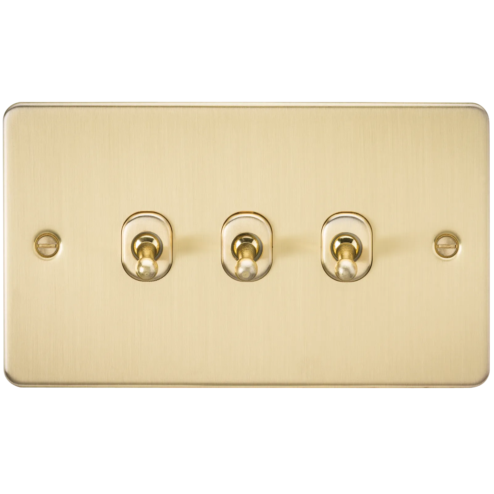 Knightsbridge FP3TOGBB Flat Plate 10AX 3G 2-Way Toggle Switch - Brushed Brass
