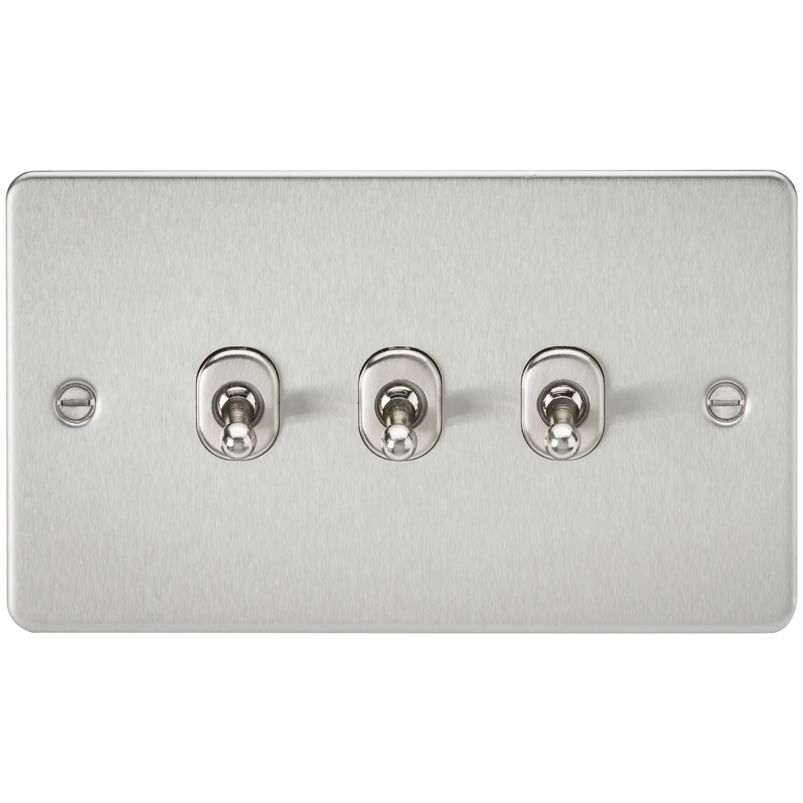 Knightsbridge FP3TOGBC Flat Plate 10AX 3G 2-Way Toggle Switch - Brushed Chrome