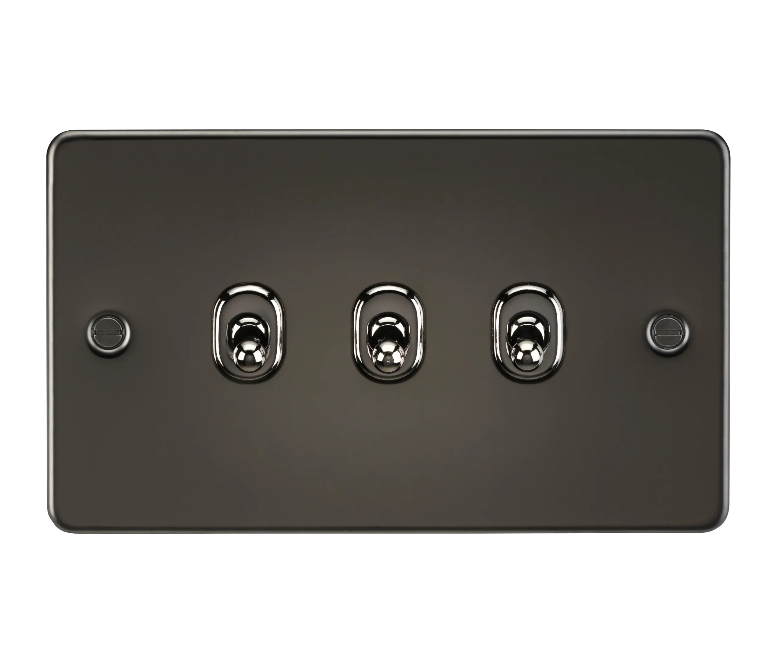 Knightsbridge FP3TOGGM Flat Plate 10AX 3G 2-Way Toggle Switch - Gunmetal
