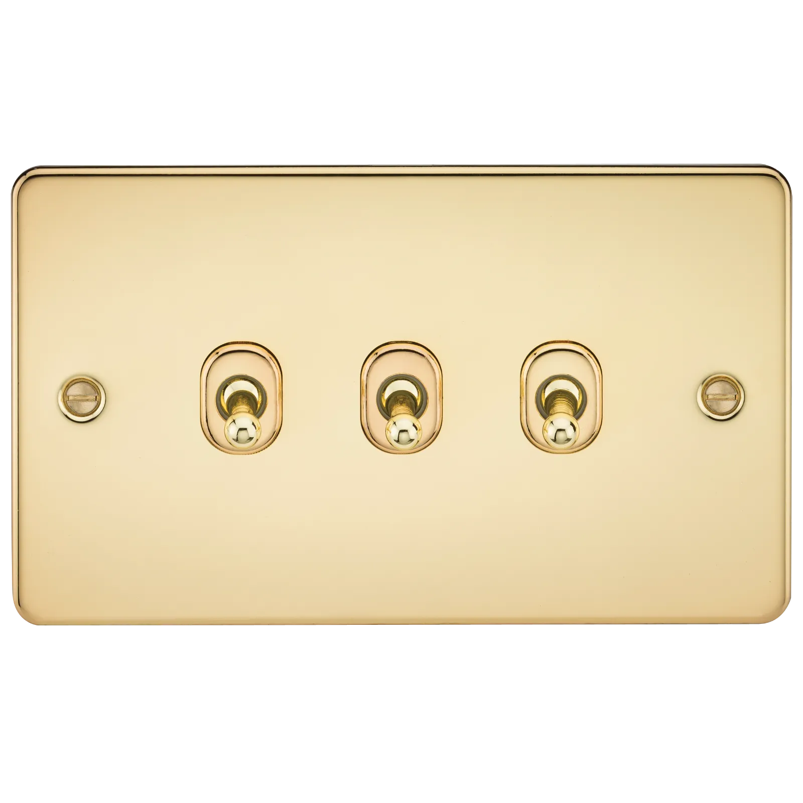 Knightsbridge FP3TOGPB Flat Plate 10AX 3G 2-Way Toggle Switch - Polished Brass