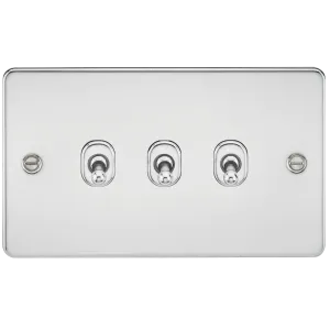 Knightsbridge FP3TOGPC Flat Plate 10AX 3G 2-Way Toggle Switch - Polished Chrome