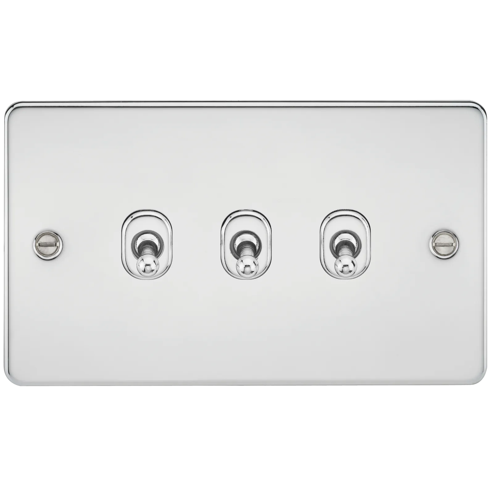 Knightsbridge FP3TOGPC Flat Plate 10AX 3G 2-Way Toggle Switch - Polished Chrome