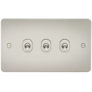 Knightsbridge FP3TOGPL Flat Plate 10AX 3G 2-Way Toggle Switch - Pearl