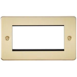 Knightsbridge FP4GBB Flat Plate 4G Modular Faceplate - Brushed Brass