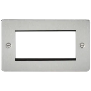 Knightsbridge FP4GBC Flat Plate 4G Modular Faceplate - Brushed Chrome