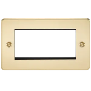 Knightsbridge FP4GPB Flat Plate 4G Modular Faceplate - Polished Brass