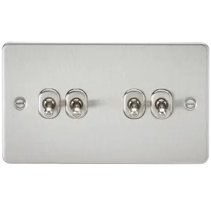Knightsbridge FP4TOGBC Flat Plate 10AX 4G 2-Way Toggle Switch - Brushed Chrome