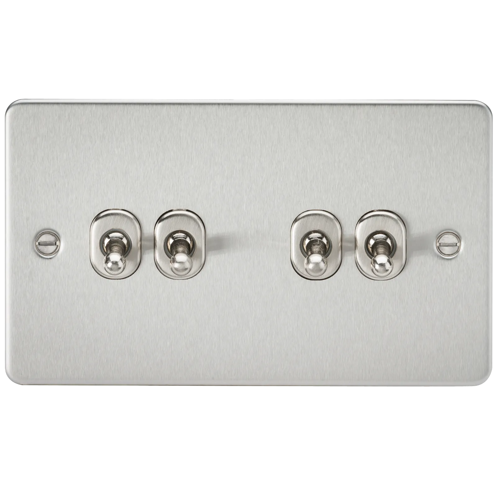 Knightsbridge FP4TOGBC Flat Plate 10AX 4G 2-Way Toggle Switch - Brushed Chrome