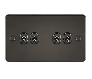 Knightsbridge FP4TOGGM Flat Plate 10AX 4G 2-Way Toggle Switch - Gunmetal