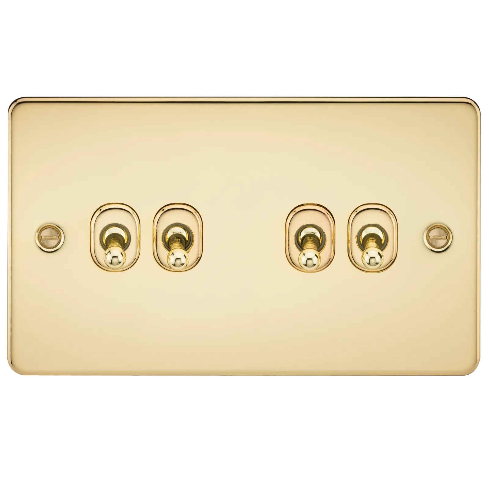 Knightsbridge FP4TOGPB Flat Plate 10AX 4G 2-Way Toggle Switch - Polished Brass