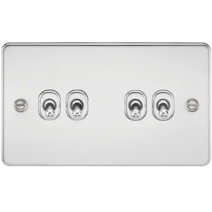 Knightsbridge FP4TOGPC Flat Plate 10AX 4G 2-Way Toggle Switch - Polished Chrome