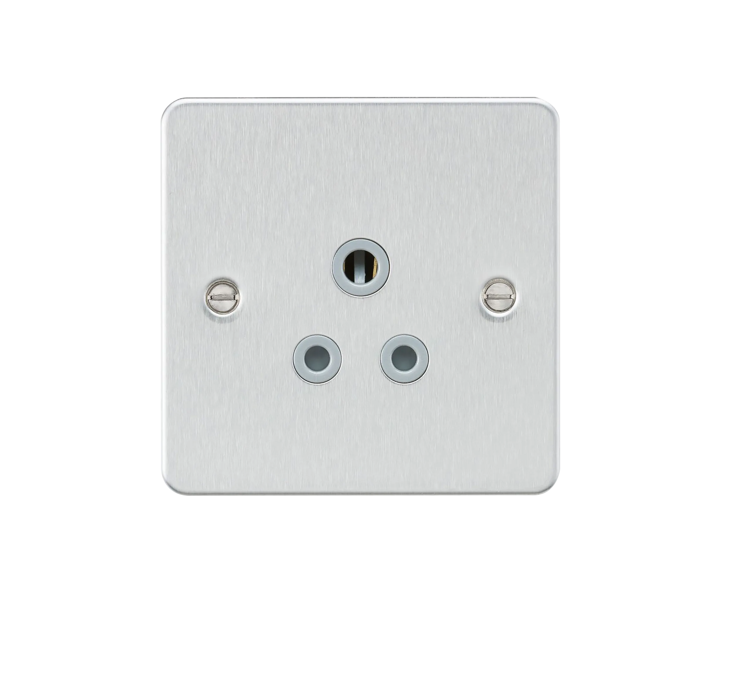 Knightsbridge FP5ABCG Flat Plate 5A Unswitched Socket - Brushed Chrome   Grey Insert