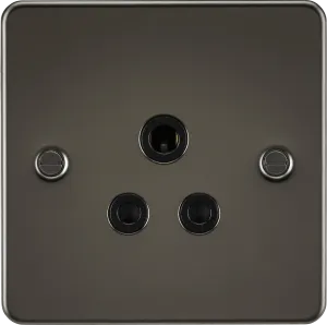 Knightsbridge FP5AGM Flat Plate 5A Unswitched Socket - Gunmetal   Black Insert