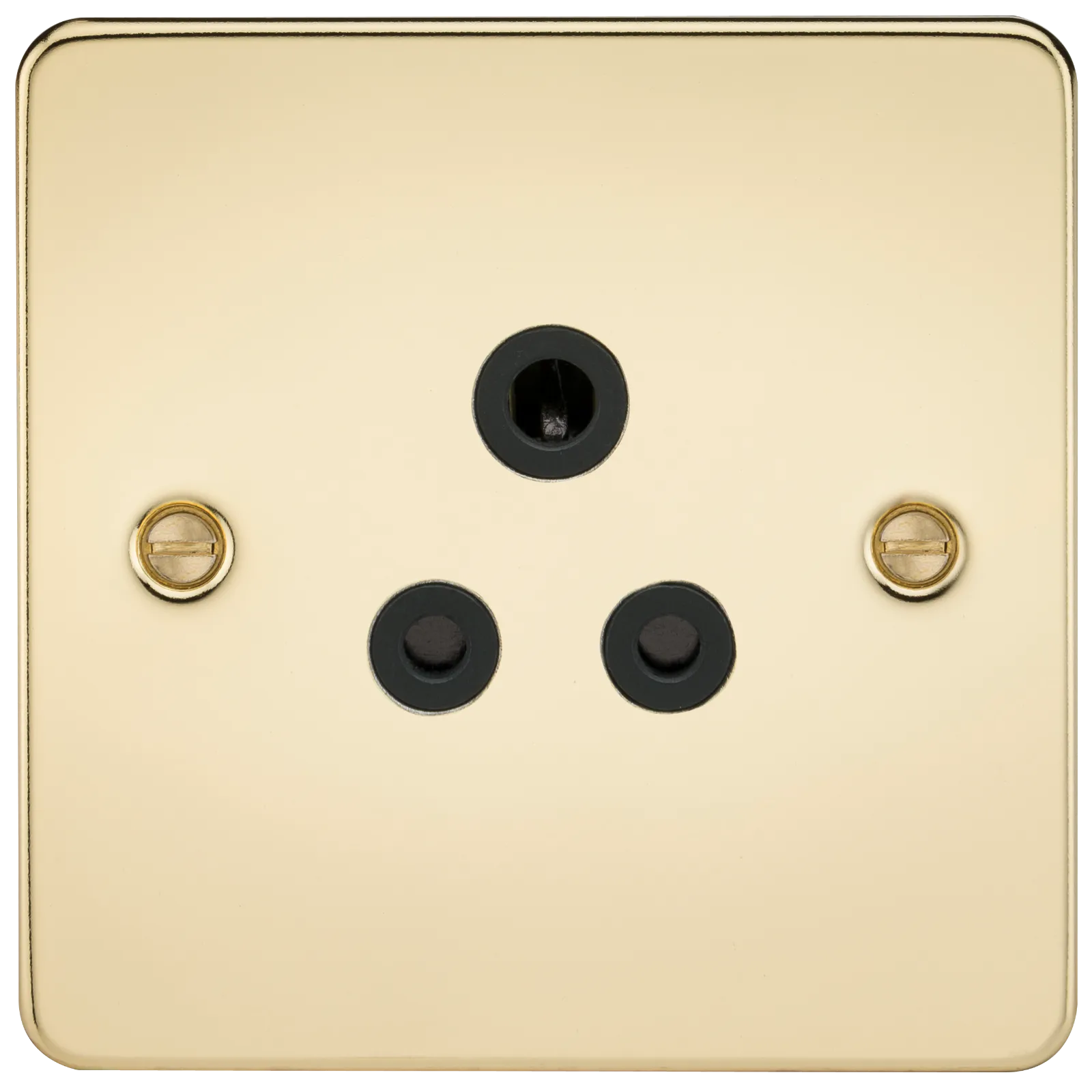 Knightsbridge FP5APB Flat Plate 5A Unswitched Socket - Polished Brass   Black Insert