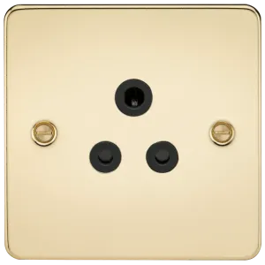 Knightsbridge FP5APB Flat Plate 5A Unswitched Socket - Polished Brass   Black Insert