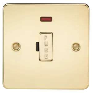 Knightsbridge FP6000NPB Flat Plate 13A Fused Spur Unit   Neon - Polished Brass