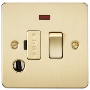 Knightsbridge FP6300FBB Flat Plate 13A Switch Fused Spur Unit   Neon   Flex Outlet - Brushed Brass