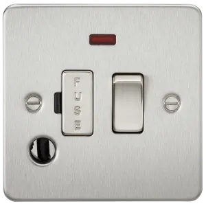 Knightsbridge FP6300FBC Flat Plate 13A Switched Fused Spur Unit   Neon   Flex Outlet - Brushed Chrome